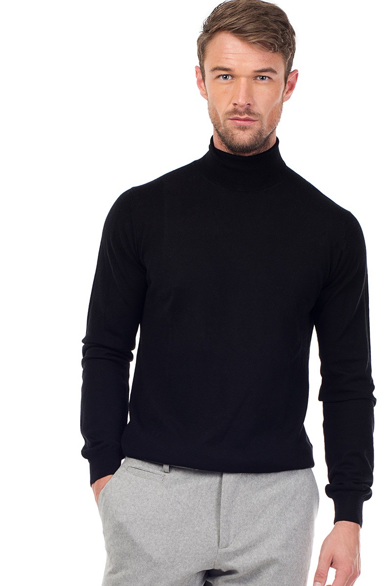 CAINE | Men's Cashmere Roll Neck sweater in Black | MrQuintessential